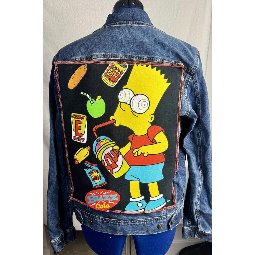 two face threads changeable patch denim jacket bi… - image 1